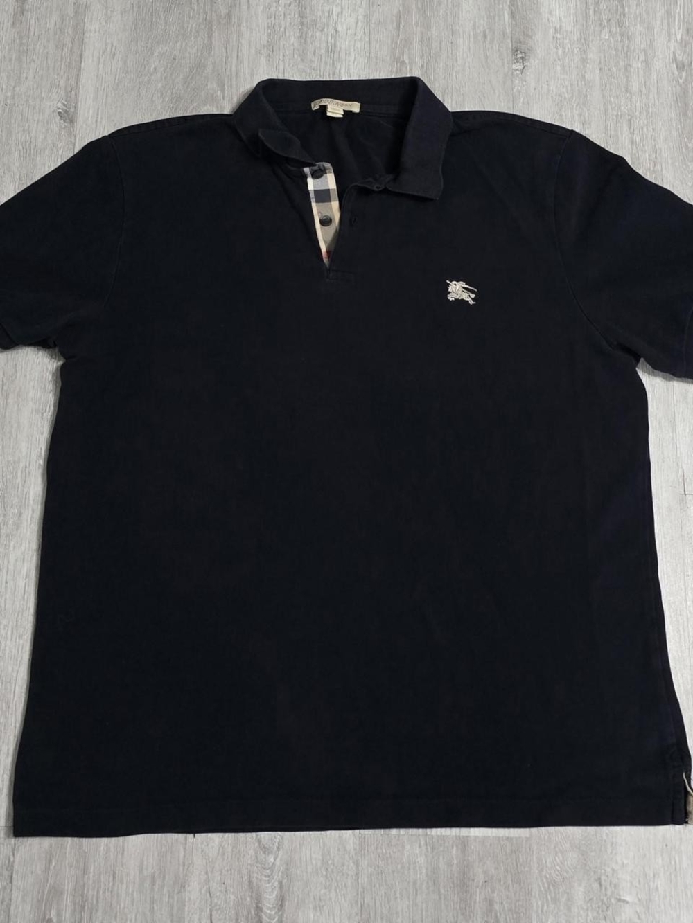 Burberry Brit Short Sleeve Polo Shirt Nova Check Black Cotton Knight Men's